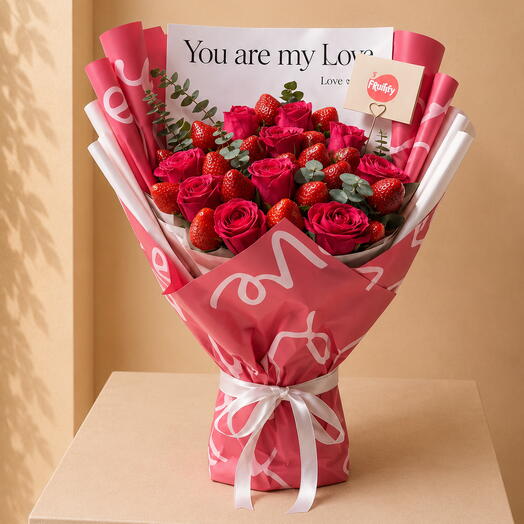 Blush Strawberry Rose Bouquet