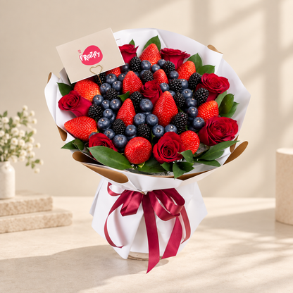 Red Roses & Mixed Berries Bouquet