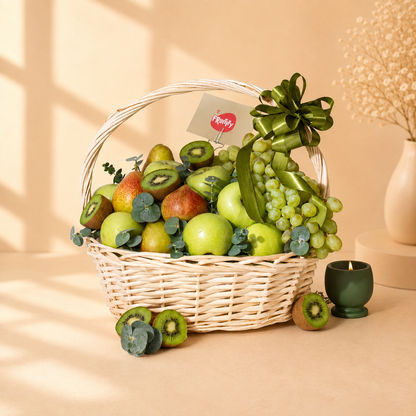 Feel Good Fresh Fruit Basket 5KG with apples, oranges, grapes, strawberries, pears, plums and kiwi for same-day fruit delivery in Dubai.
