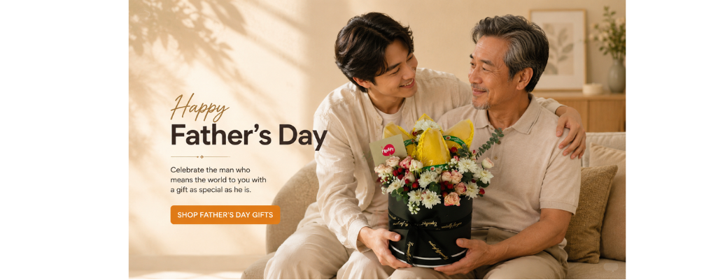 Father's Day gift delivery Dubai featuring a premium fruit and flower basket from FruitifyAE with same-day delivery across Dubai.