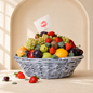 Feel Good Fresh Fruit Basket 5KG with apples, oranges, grapes, strawberries, pears, plums and kiwi for same-day fruit delivery in Dubai.