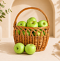 Granny Smith Apple Basket 5KG filled with fresh premium green apples in a wicker basket for healthy gifting in Dubai UAE.